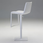 Raven Hydraulic Bar Stool // White Leatherette + White Powder Coated Steel