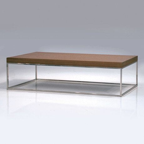 Kubo // Rectangular Coffee Table // Natural Walnut + Stainless Steel