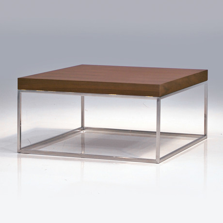 Kubo // 30" Square Coffee Table // Natural Walnut + Stainless Steel