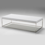 Kubo // Rectangular Coffee Table // High Gloss White + Stainless Steel