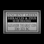 Ancient Greek Authentic Alexander The Great Silver Coin 336-323 B.C. // Museum Display (Coin + Museum Display)