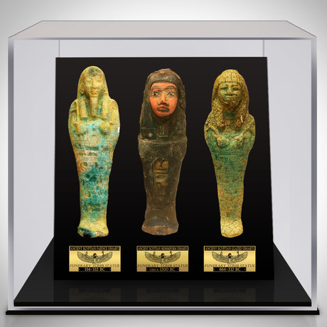 Ancient Egyptian Authentic Trio Ushabti Tomb Statues // Museum Display (3 Statues Only)
