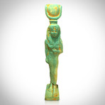 Ancient Egyptian Authentic Goddess Isis Faience Tomb Statue // Museum Display
