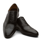 Jovany Brogue Oxford Wing-Tip Lace up Leather Lined Dress Shoes // Black (UK: 7)