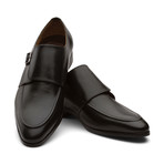 Marquis Classic Single Monkstrap Leather Lined Perforated Dress Oxfords Shoes // Black (UK: 8)