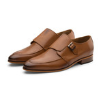 Rex Classic Single Monkstrap Leather Lined Perforated Dress Oxfords Shoes // Tan (UK: 10)