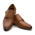 Rex Classic Single Monkstrap Leather Lined Perforated Dress Oxfords Shoes // Tan (UK: 12)