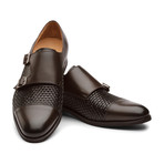 Trent Classic Double Monkstrap Leather Lined Perforated Dress Oxfords Shoes // Brown (UK: 8)