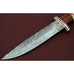 Damascus Steel Handmade Hunting Knife // Rosewood Handle + Camel Bone Handle