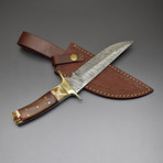 Damascus Steel Fixed Blade Full Tang Bowie Knife