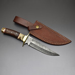 Damascus Steel Fixed Blade Full Tang Bowie Knife
