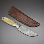 Damascus Steel Full Tang Knife // Camel Bone Handle