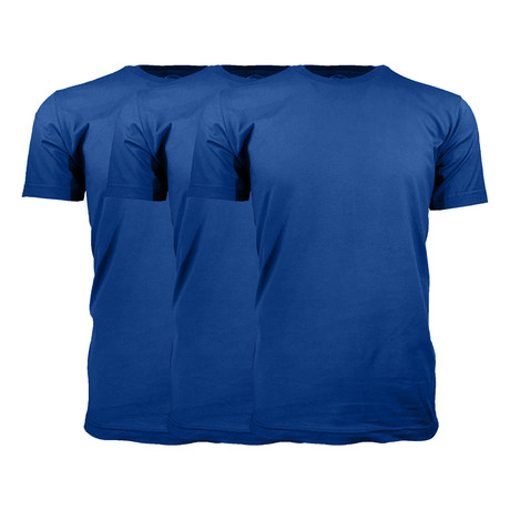 Organic Cotton Semi-Fitted Crew Neck T-Shirt // Royal Blue + Royal Blue + Royal Blue // Pack of 3 (S)