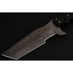 Damascus Steel Tanto Tracker Knife (Canvas Micarta Handle)