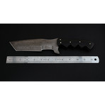 Damascus Steel Tanto Tracker Knife (Canvas Micarta Handle)