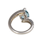 Vintage Chanel 18k White Gold Diamond + Aquamarine Ring // Ring Size: 5.75