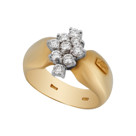 Vintage Recarlo 18k Yellow + 18k White Gold Diamond Ring // Ring Size: 6.5