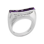 Vintage Zoccai 18k White Gold Diamond + Amethyst Ring // Ring Size: 7
