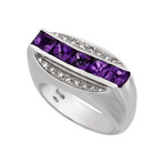 Vintage Zoccai 18k White Gold Diamond + Amethyst Ring // Ring Size: 7