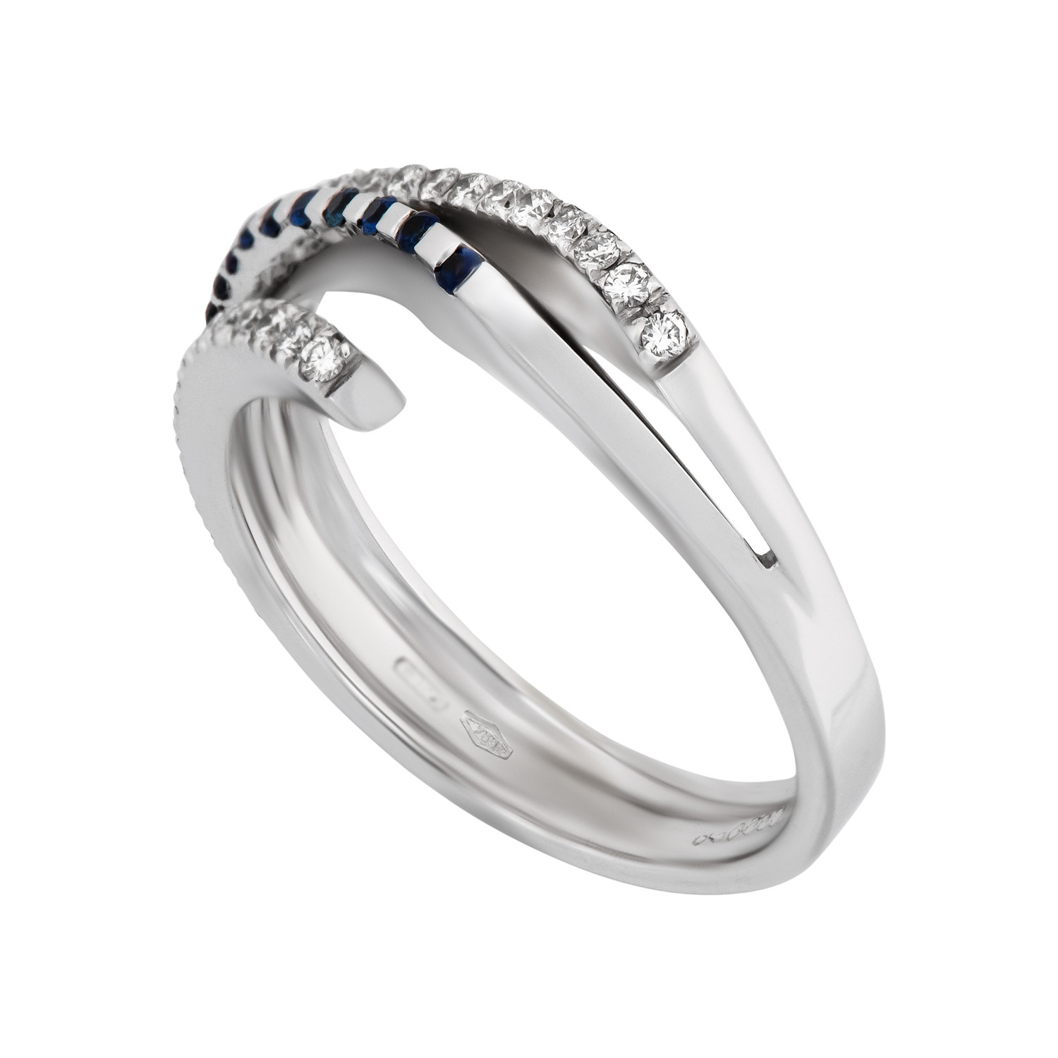 Vintage Zoccai 18k White Gold Diamond + Sapphire Ring // Ring Size: 8 ...