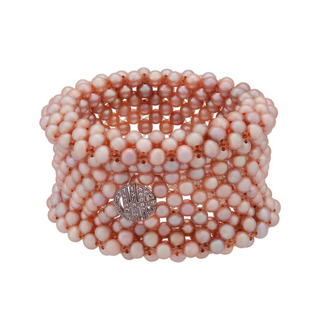 Vintage MIMI Milano 925 Silver Pearl + Amethyst Bracelet // Bracelet: 6"