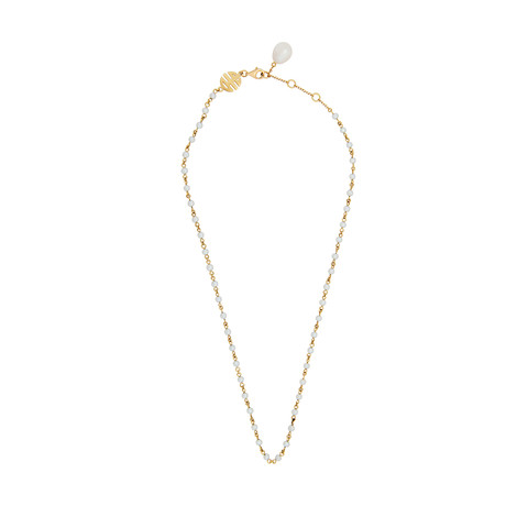 Vintage MiMi Milano 18k Yellow Gold and White Cultured Freshwater Pearls Necklace // Chain: 18"