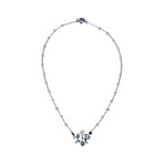 Vintage Cartier 18k White Gold Diamond + Aquamarine+ Moonstone + Amethyst + Sapphire + Calcedony Necklace // Chain: 16"