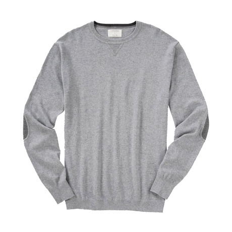Cotton-Cashmere Crew Sweater + Elbow Patch // Grey Heather (S)