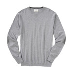 Cotton-Cashmere Crew Sweater + Elbow Patch // Grey Heather (S)