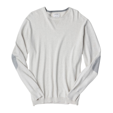 Cotton-Cashmere Crew Sweater + Elbow Patch // Natural Heather (L)