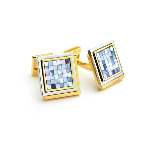 Ike Behar // Solitaire Mosaic Cufflinks // Silver + Gold