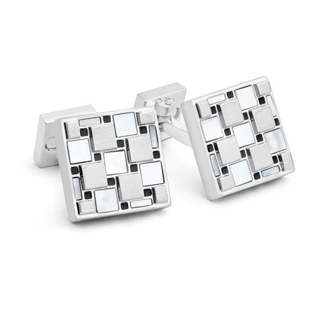 Ike Behar // Checkerboard Cufflinks // Silver
