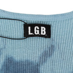 L.G.B. // Men's Ribbed Tie Dye Long Tank Top // Blue (XS)