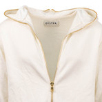 Oyster Holdings // Narita Zip-Up Hoodie Sweatshirt // Cream + Gold (XS)