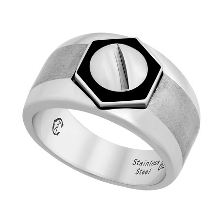 Charriol Rotonde Stainless Steel + Black Epoxy Ring I (Ring Size: 9)