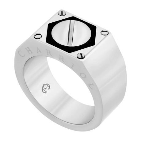 Charriol Rotonde Stainless Steel + Black Epoxy Ring II (Ring Size: 9)