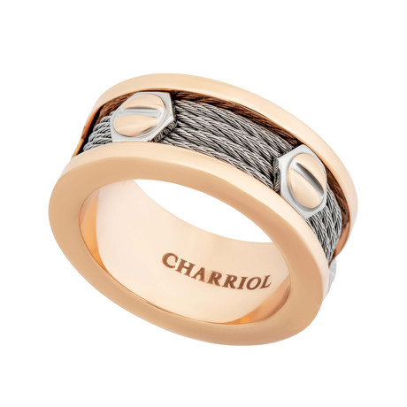 Charriol Forever Pink Stainless Steel + Pink Screws + Steel Cable Ring (Ring Size: 9)