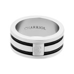 Charriol // Stainless Steel + Black PVD Cable Ring // Ring Size: 10