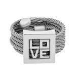 Charriol // Forever Love Stainless Steel + Cable Ring // Ring Size: 6.5