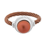 Charriol Pearl Stainless Steel + Bronze Stainless Steel + Brown Pearl Ring II (Ring Size: 6)