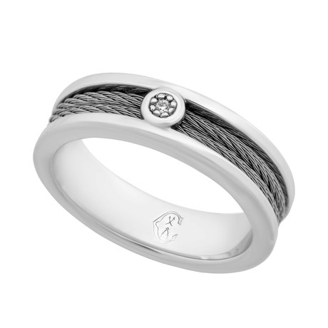 Charriol // Stainless Steel + Diamond Cable Engagement Ring (Ring Size: 10)