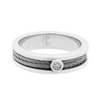 Charriol // Stainless Steel + Diamond Cable Engagement Ring (Ring Size: 10)