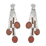 Charriol Pearl Stainless Steel + Bronze Steel Cable + Brown Pearl Earrings