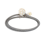 Charriol Fleur des Alpes Rhodium Plated + Mother of Pearl + Pearl Bangle