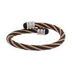 Charriol // Celtic 88 Gray + Pink PVD Stainless Steel Cable + Tiger Eye Stones Bangle