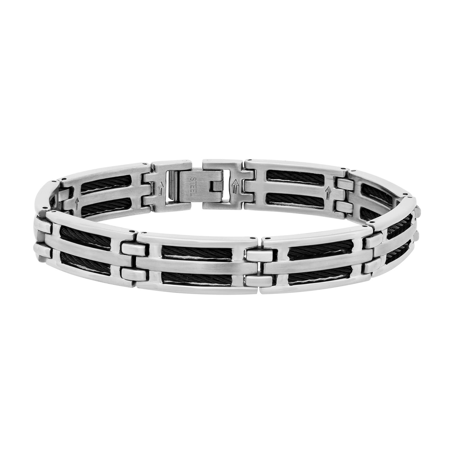 Charriol // Stainless Steel + Black PVD Cable Bracelet - Charriol ...