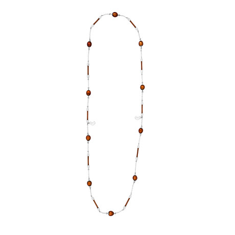 Charriol Pearl Stainless Steel + Bronze Steel Cable + Brown Pearl Necklace