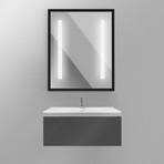 Royo Vida 24" Hanging Vanity Sink + 24" LED Mirror (Black)