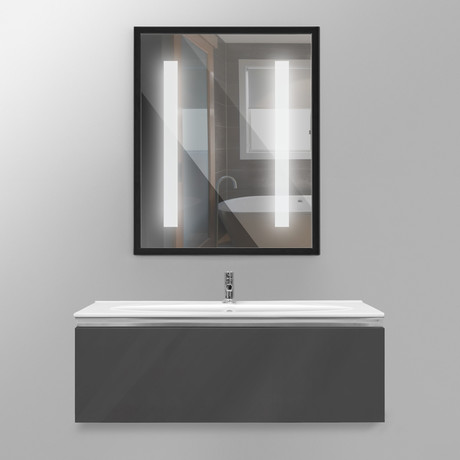 Royo Vida 32" Hanging Vanity Sink + 24" LED Mirror (White)