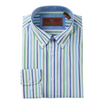 Vertical Striped Button Down Shirt // Green (2XL)